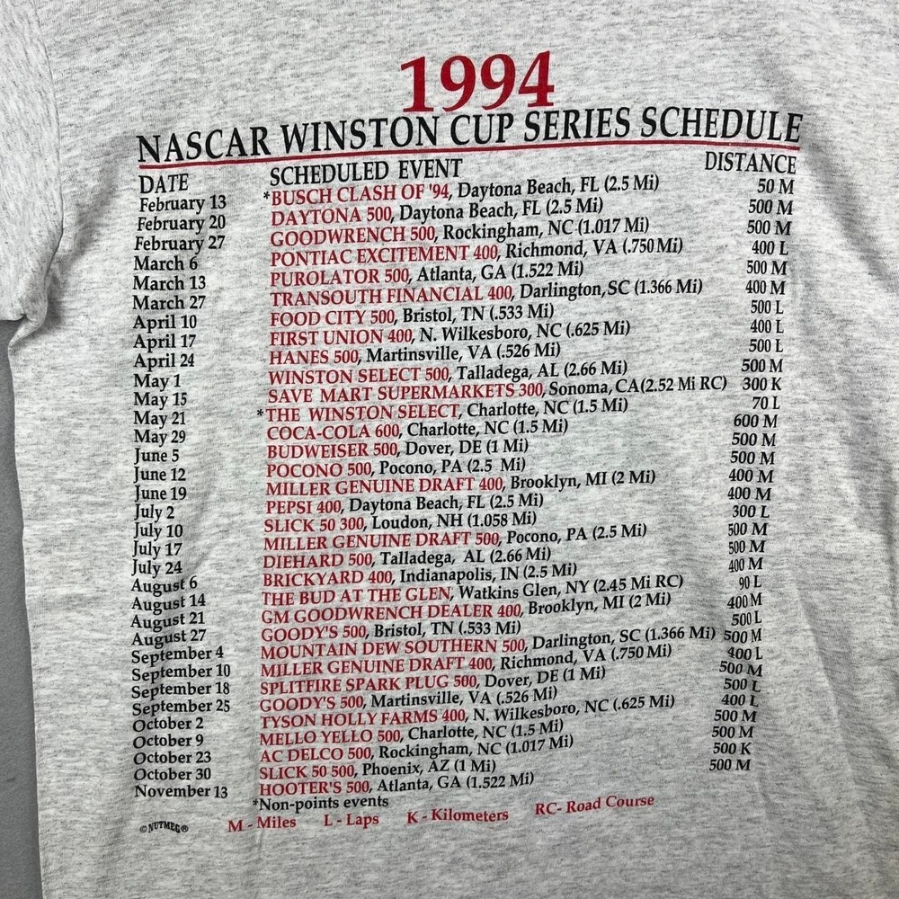 1994 Winston Cup Series Rusty Wallace NutMeg Nascar Grey Tee Shirt M - Picture 6 of 8